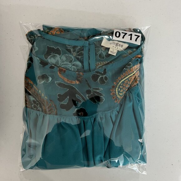 Umgee Womens L Boho Floral Velvet Burn Out Shift Dress Embroidered Bell Sleeve - Picture 16 of 16